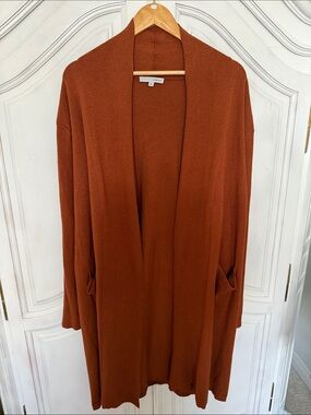 Baltic Born Rust Orange Long Cardigan Sweater Lagenlook Cozy Fall Size XL